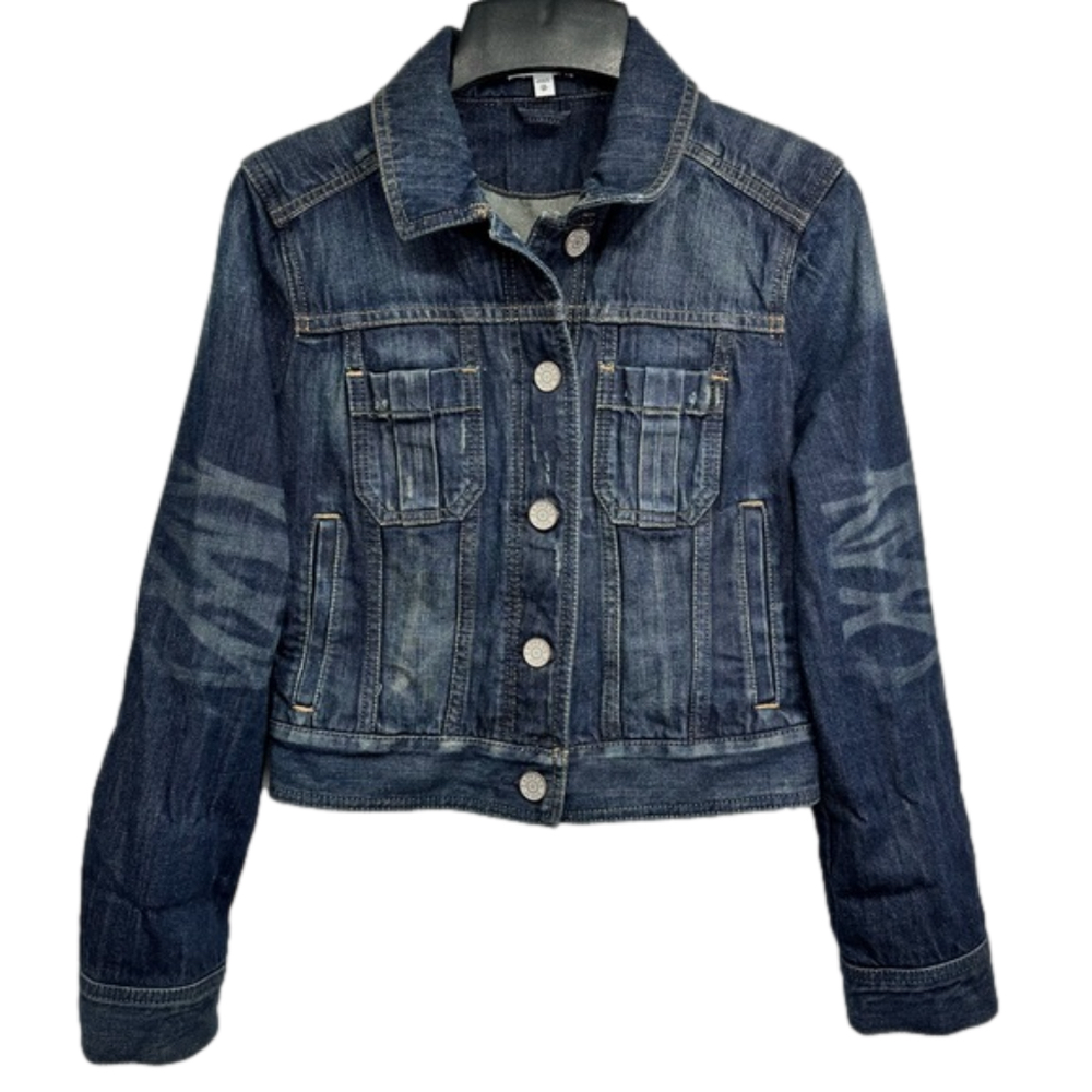 Express Dark Wash Denim Jeans Jacket Y2K Size Extra Small
